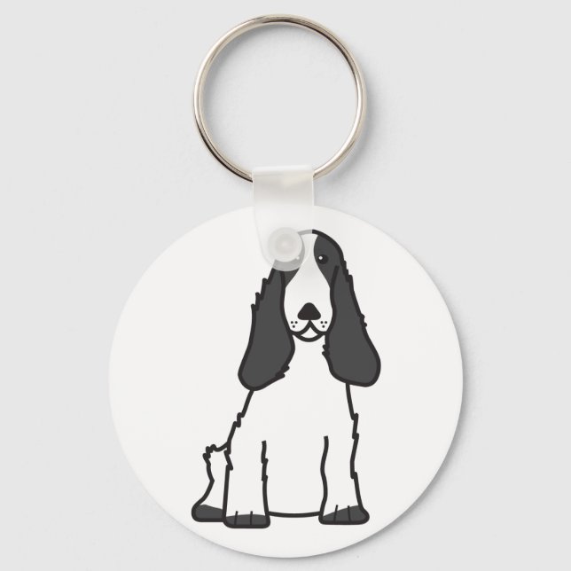 English Cocker Spaniel Dog Cartoon Key Ring (Front)