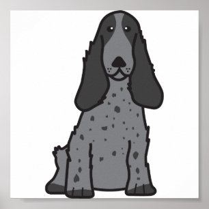 English Cocker Spaniel Dog Cartoon Poster
