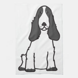 English Cocker Spaniel Dog Cartoon Tea Towel