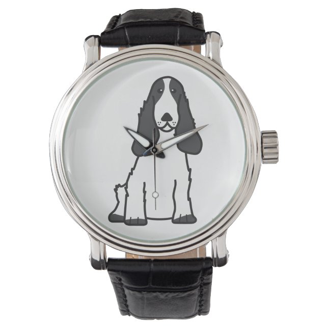 English Cocker Spaniel Dog Cartoon Watch (Front)