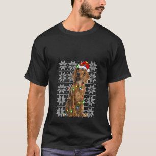 English Cocker Spaniel Dog Christmas Lights Santa T-Shirt