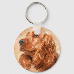 English Cocker Spaniel Dog Digital Art Key Ring