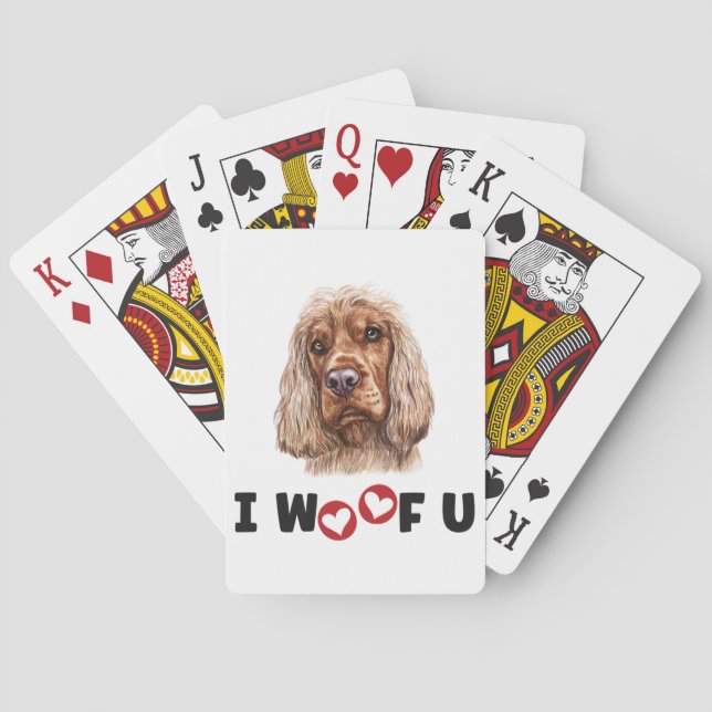 English Cocker Spaniel Dog I Woof You Playing Cards (Back)