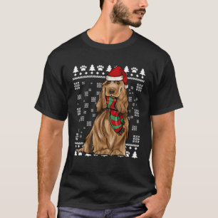 English Cocker Spaniel Dog Santa Hat Xmas Ugly Chr T-Shirt