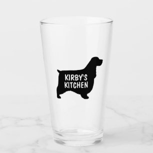 English Cocker Spaniel Dog Silhouette Personalised Glass