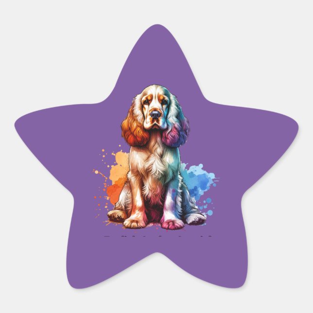 English Cocker Spaniel Dog Star Sticker (Front)
