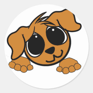 english cocker spaniel golden peeking cartoon classic round sticker