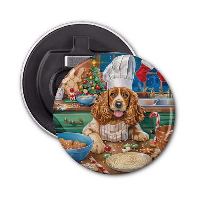 English Cocker Spaniel Holiday Baking: Christmas Bottle Opener (Front)