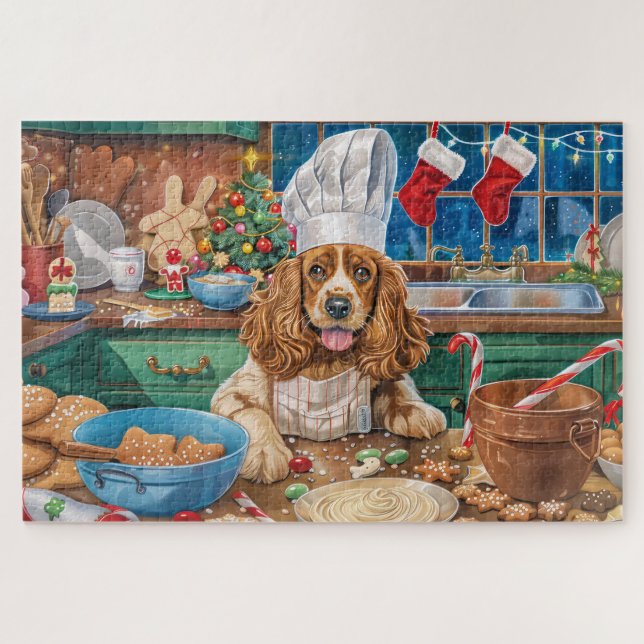 English Cocker Spaniel Holiday Baking: Christmas Jigsaw Puzzle (Horizontal)