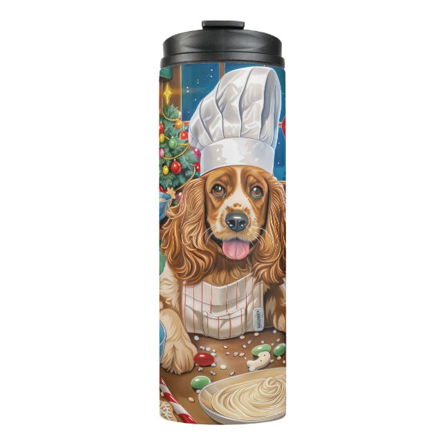 English Cocker Spaniel Holiday Baking: Christmas Thermal Tumbler (Front)