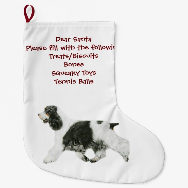 English Cocker Spaniel Large Christmas Stocking (Front)