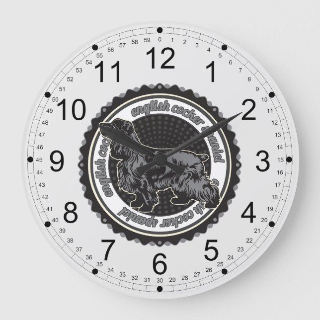 English Cocker Spaniel Large Clock (Front)