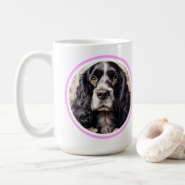English Cocker Spaniel minimal modern Coffee Mug (With Donut)