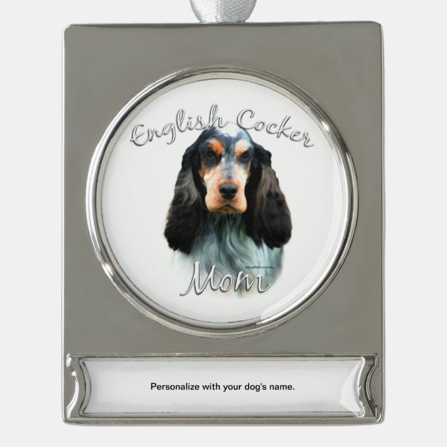 English Cocker Spaniel Mum 2 Silver Plated Banner Ornament (Front)