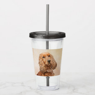 English Cocker Spaniel Painting - Original Dog Art Acrylic Tumbler