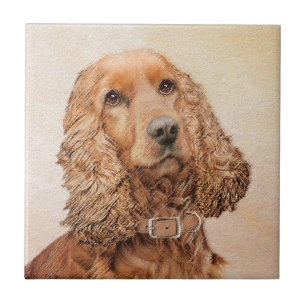 English Cocker Spaniel Painting - Original Dog Art Ceramic Tile