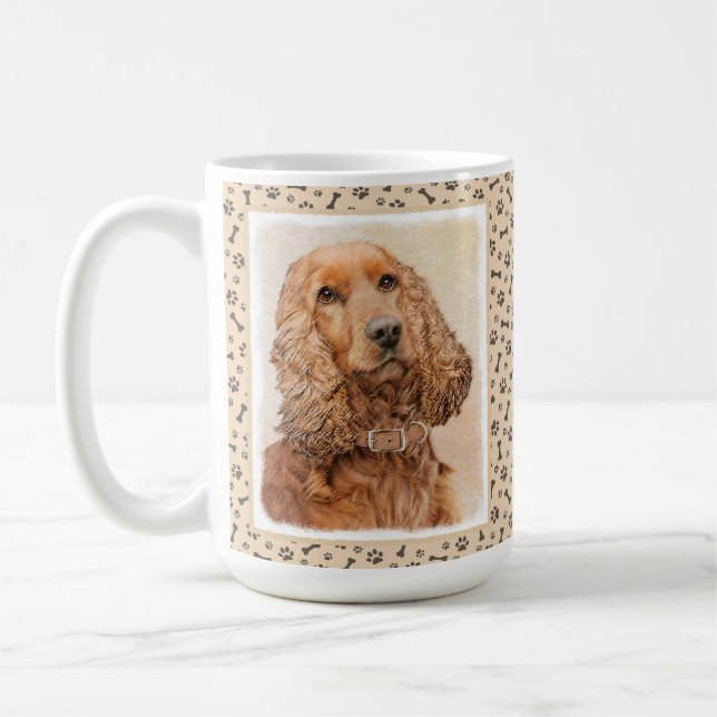 English Cocker Spaniel Painting - Original Dog Art Coffee Mug (Left)