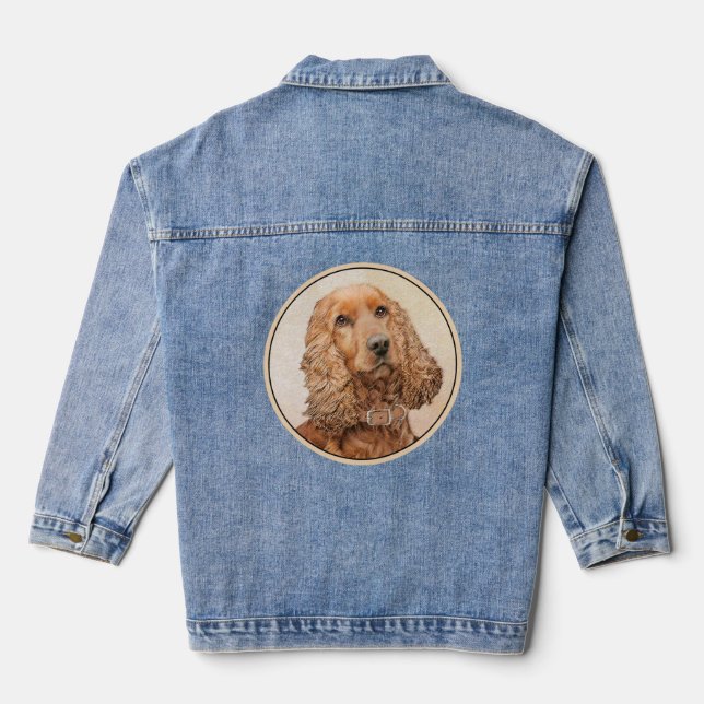 English Cocker Spaniel Painting - Original Dog Art Denim Jacket (Back)