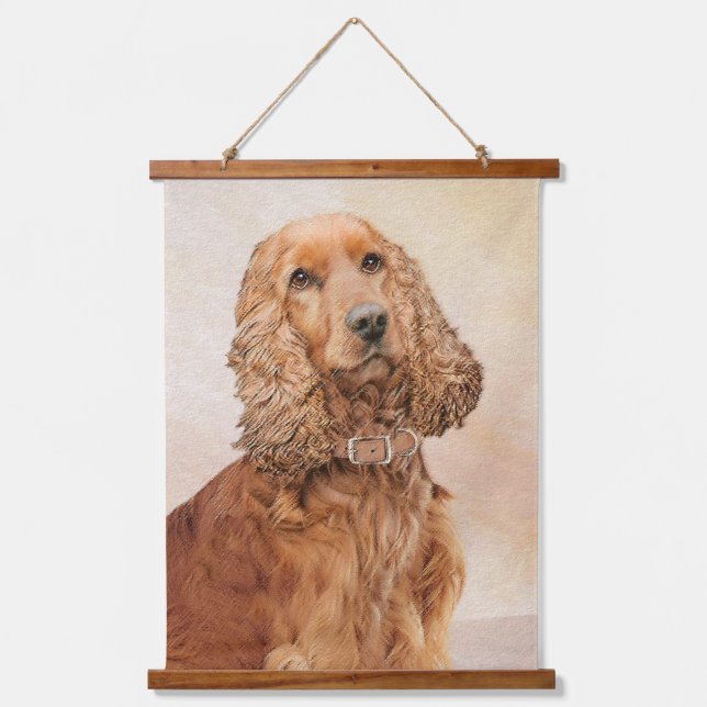 English Cocker Spaniel Painting - Original Dog Art Hanging Tapestry (Front)