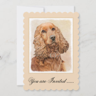 English Cocker Spaniel Painting - Original Dog Art Invitation