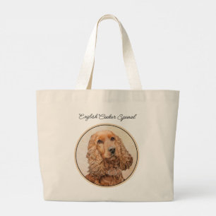 English Cocker Spaniel Painting Original Dog Art Large Tote Bag