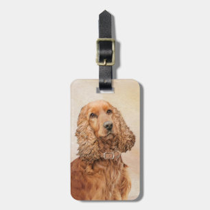 English Cocker Spaniel Painting - Original Dog Art Luggage Tag