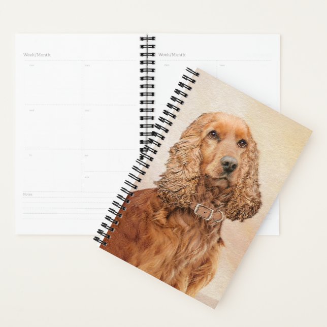 English Cocker Spaniel Painting - Original Dog Art Planner (Display)