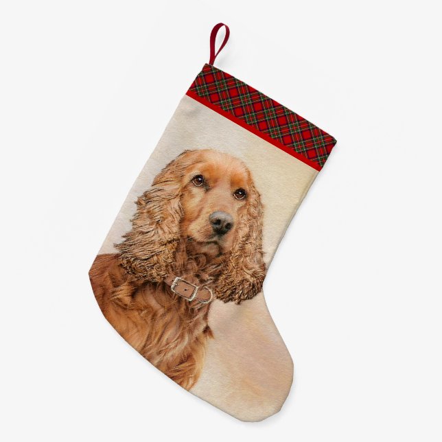 English Cocker Spaniel Painting - Original Dog Art Small Christmas Stocking (Front (Hanging))
