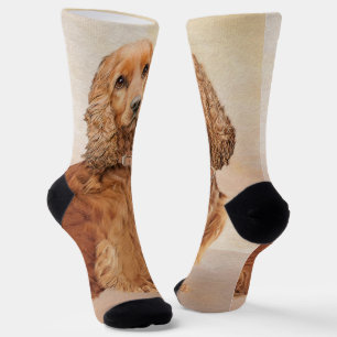 English Cocker Spaniel Painting - Original Dog Art Socks