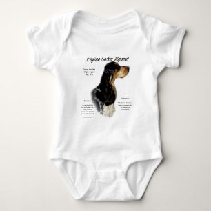 English Cocker Spaniel (parti/roan) History Design Baby Bodysuit