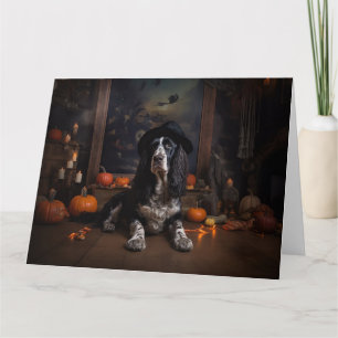 English Cocker Spaniel Pumpkins Halloween Scary  Card