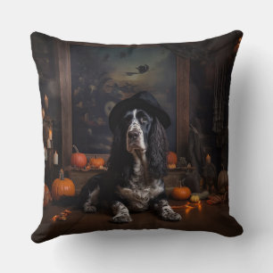 English Cocker Spaniel Pumpkins Halloween Scary Cushion