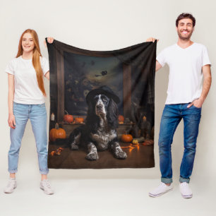 English Cocker Spaniel Pumpkins Halloween Scary  Fleece Blanket