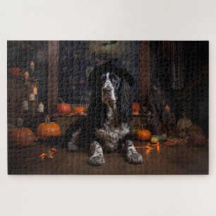 English Cocker Spaniel Pumpkins Halloween Scary  Jigsaw Puzzle