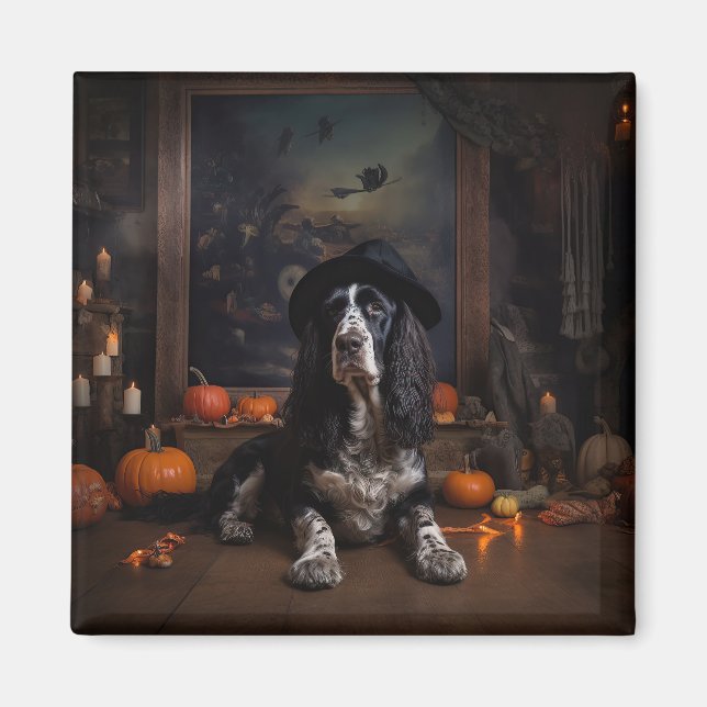 English Cocker Spaniel Pumpkins Halloween Scary  Magnet (Front)