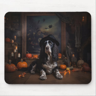 English Cocker Spaniel Pumpkins Halloween Scary Mouse Pad