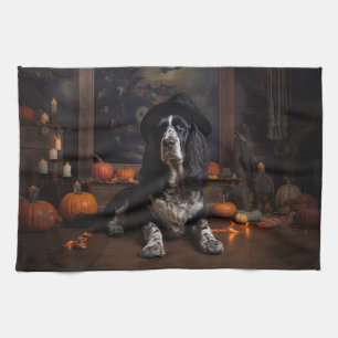 English Cocker Spaniel Pumpkins Halloween Scary Tea Towel