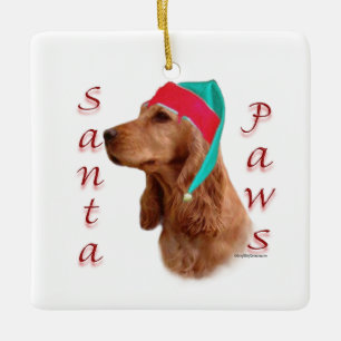 English Cocker Spaniel (red) Santa Paws Ceramic Ornament