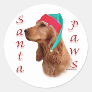 English Cocker Spaniel (red) Santa Paws Classic Round Sticker