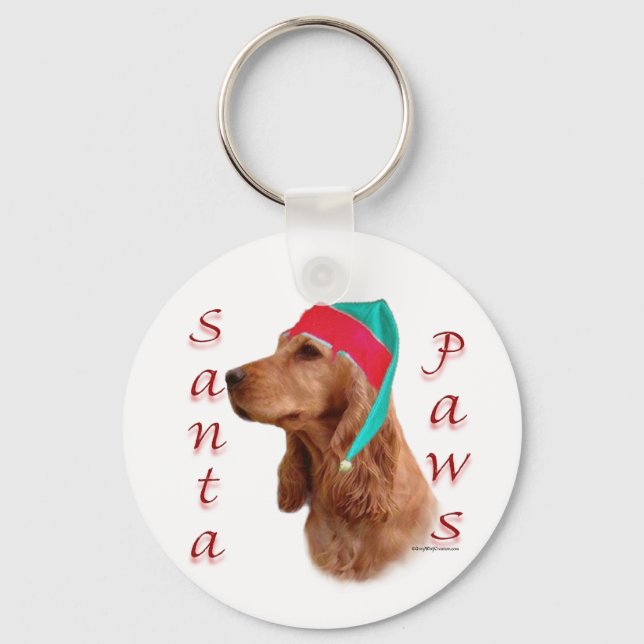 English Cocker Spaniel (red) Santa Paws Key Ring (Front)