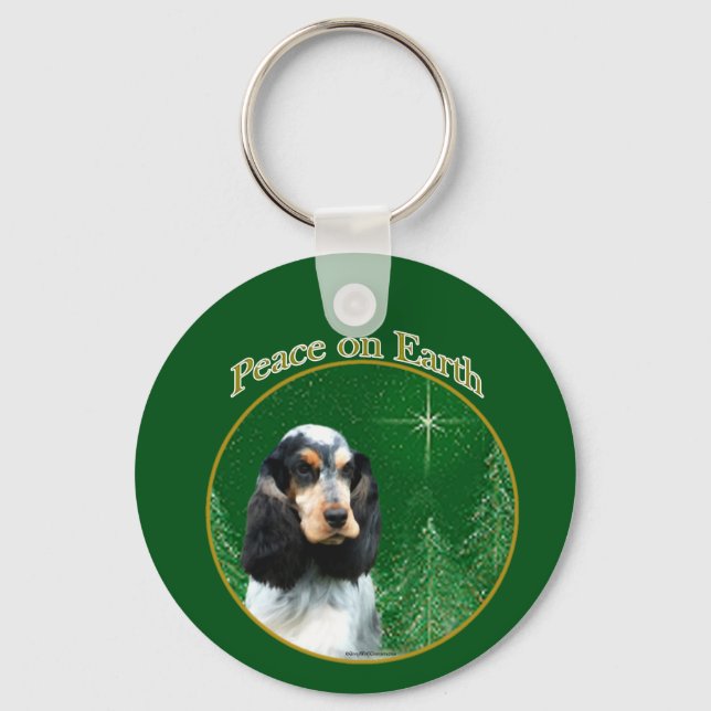 English Cocker Spaniel (roan) Peace Key Ring (Front)