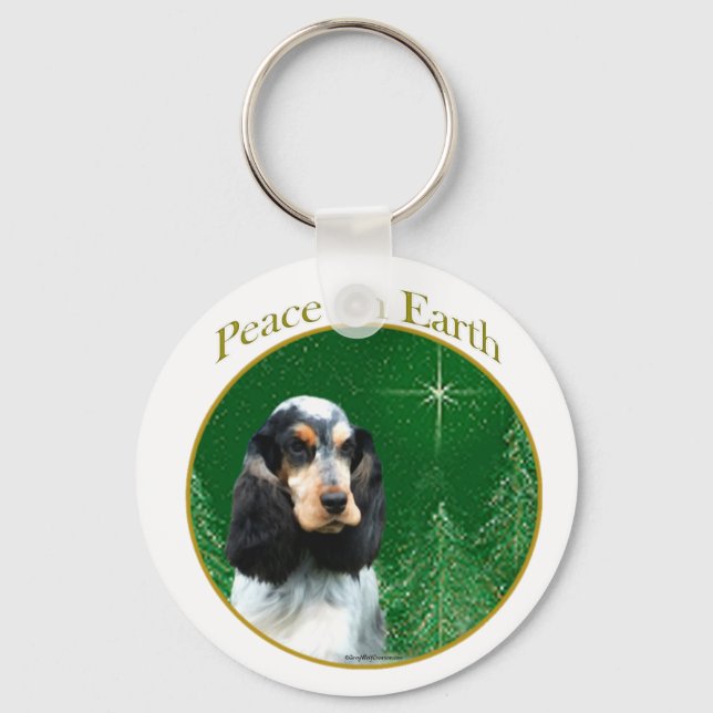 English Cocker Spaniel (roan) Peace Key Ring (Front)