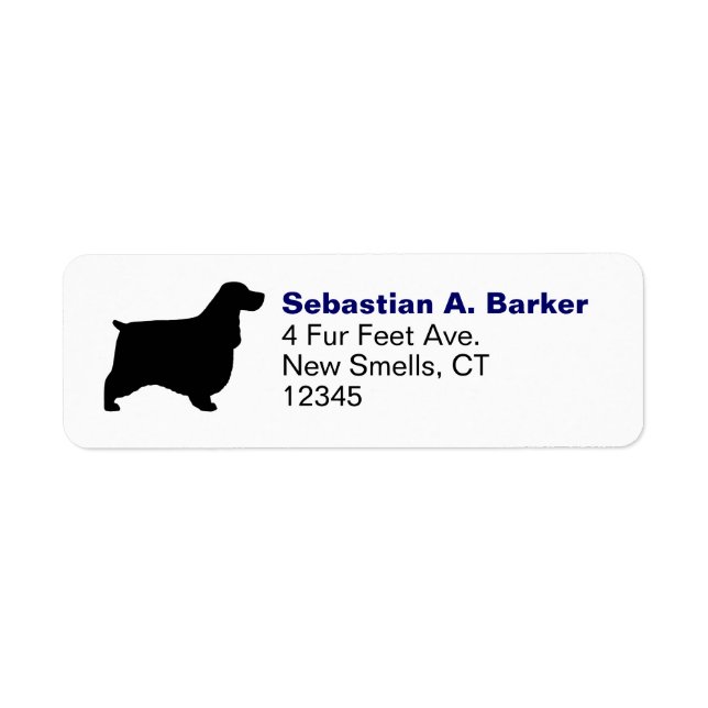 English Cocker Spaniel Silhouette Return Address Label (Front)