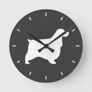 English Cocker Spaniel Silhouette Round Clock