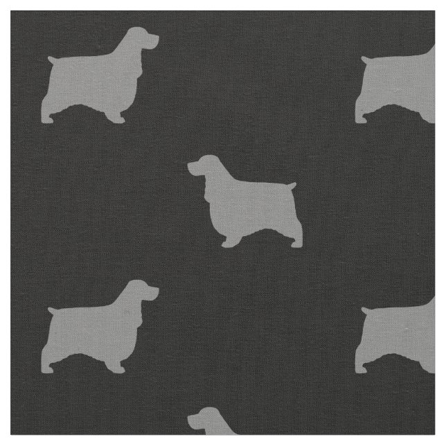 English Cocker Spaniel Silhouettes Pattern Fabric (Close Up)