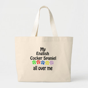 English Cocker Spaniel Walks Design Large Tote Bag