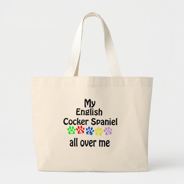 English Cocker Spaniel Walks Design Large Tote Bag (Front)
