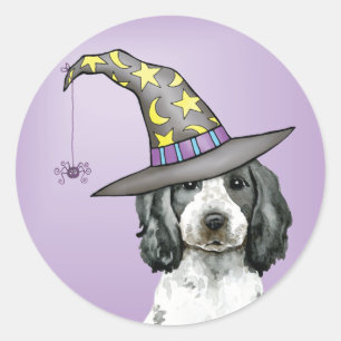 English Cocker Spaniel Witch Heart Sticker