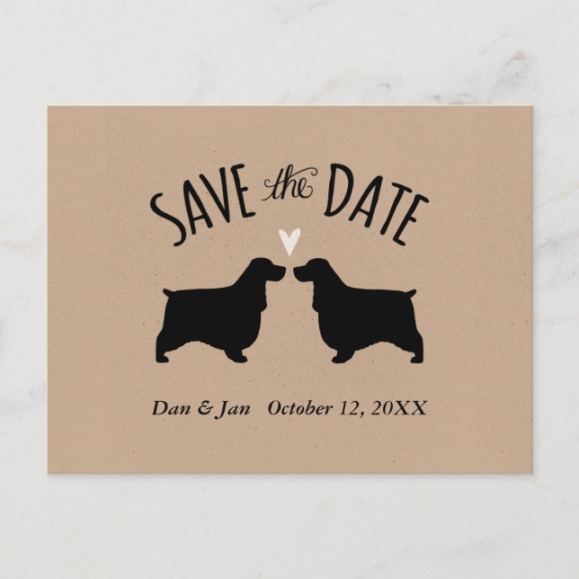 English Cocker Spaniels Wedding Save the Date Announcement Postcard (Front)