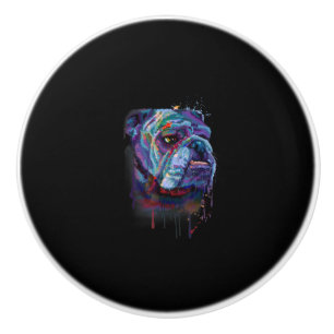 English Colourful Bulldog Gift A English Bulldog Ceramic Knob